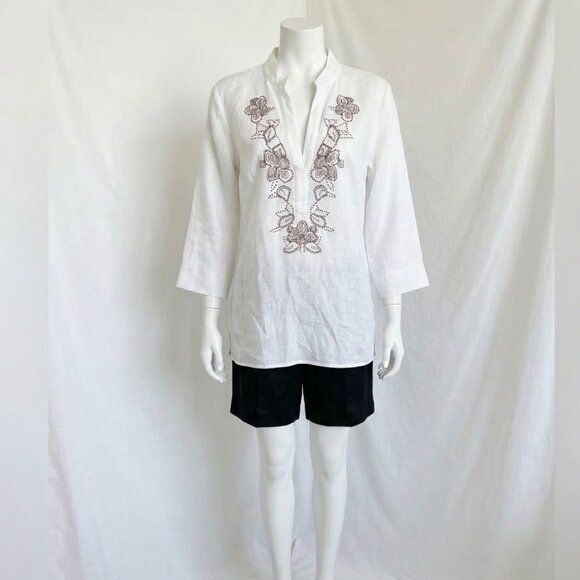 NWT Peck & Peck Weekend White Embroidered Boho Tunic XL - Picture 2 of 14